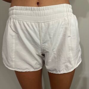 Varsity White Athletic Shorts Elastic Waistband Dolphin Cut